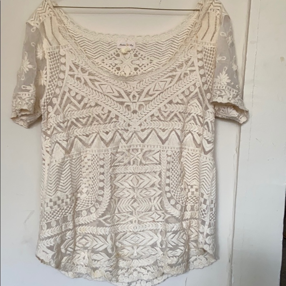 Anthropologie lace boat neck top